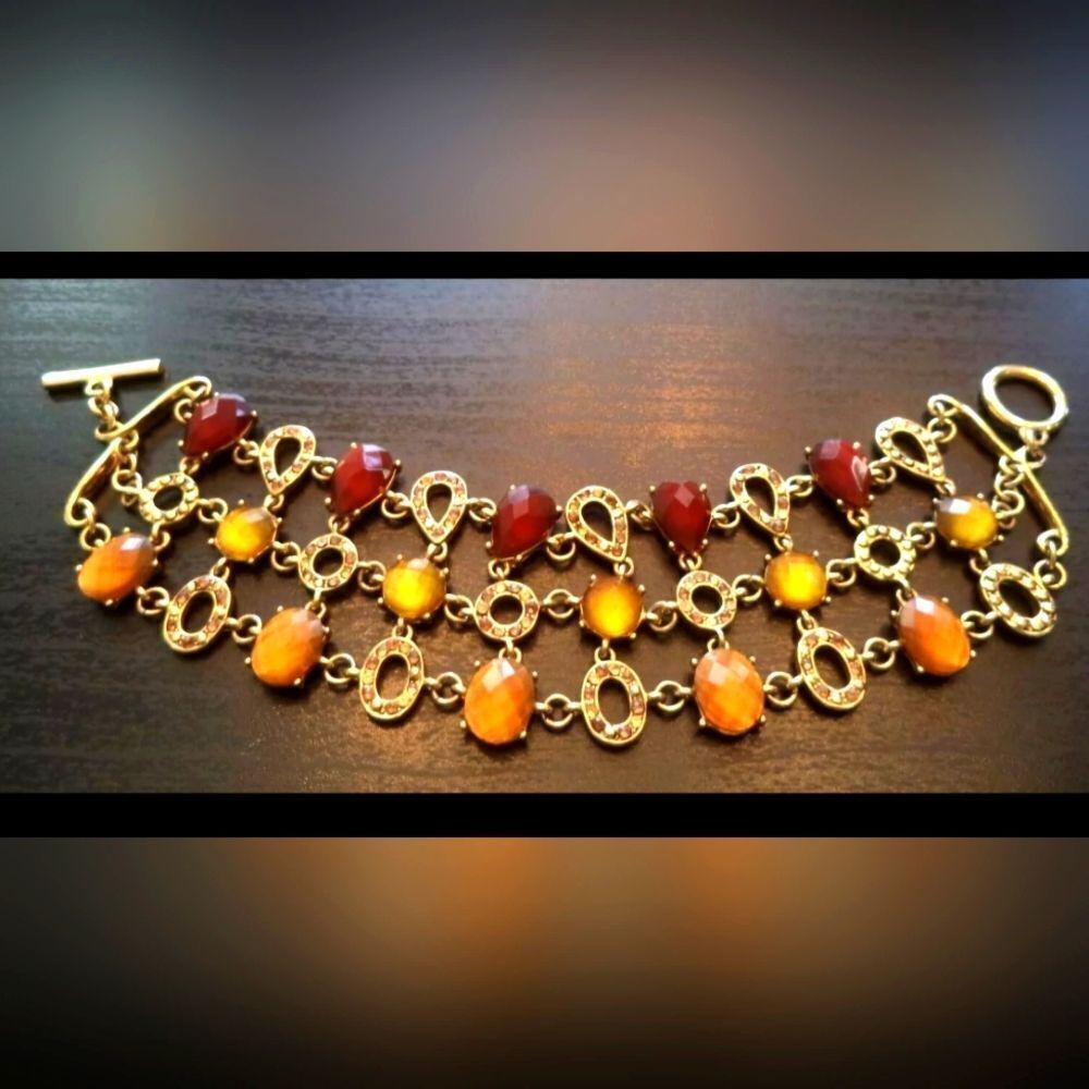VINTAGE ESTATE SIGNED LIZ CLAIBORNE RHINESTONE 7" BRACELET